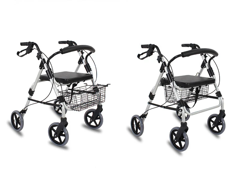 Lightweight Aluminum alloy foldable Elderly walker Rollator Walker with Leather cushion Medical Walking Aid disabled Walker