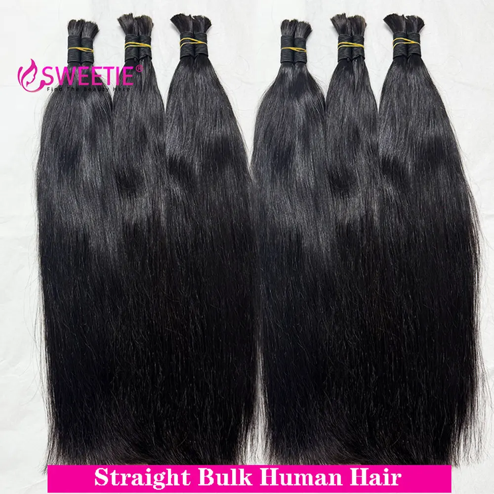 12A Bone Straight Raw Vietnamese Bulk Straight Human Hair For Braiding No Weft Straight Human Hair Bulk Extensions Bundles 2