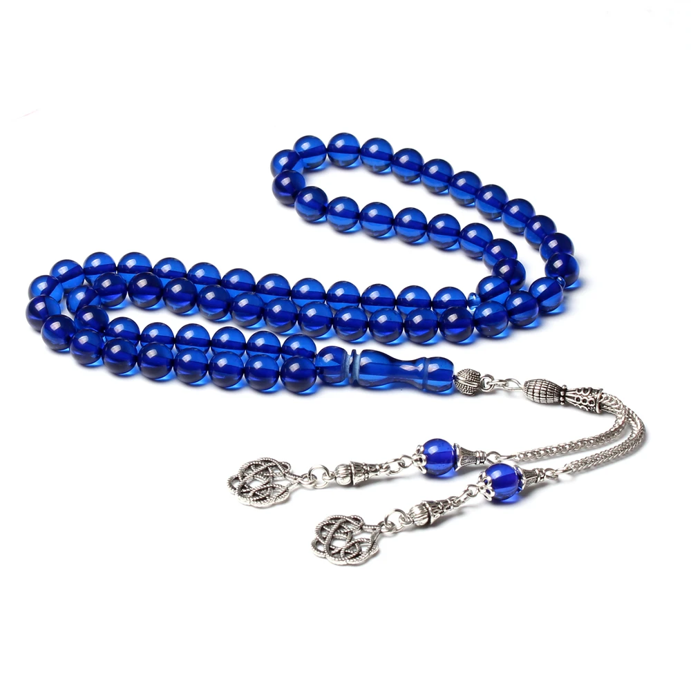 Blue amber Tasbih 8mm 66 Prayer Beads arab fashion Jewelry misbaha Man