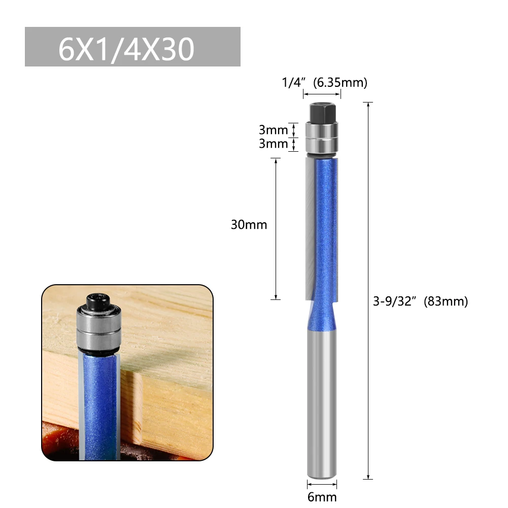 LAVIE 1PC 6MM 6,35 MM Schaft Doppel Lager Flush Trim Bit Router Bit Holz Fräser Für Holz Bit planfräser – Detail 2