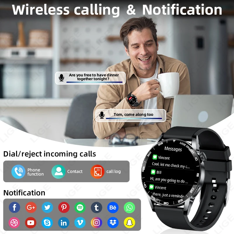 LIGE New 1.38" HD Voice Calling Smart Watch Men Hear Rate Health Monitor Sports Fitness Watches Women Smartwatch For Android iOS