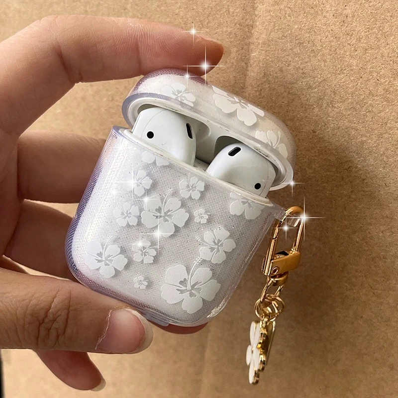 Clear Flower Earbuds Case for Airpods Pro and Apple Headphones