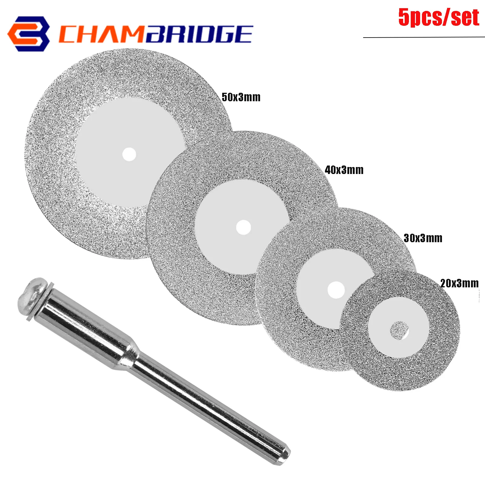 20/30/40/50mm Diamond Cutting Disc Mini Saw Blade 3mm Mandrel Dremel Rotary Tool Set Jewelry Stone Wood Pvd Cutting 5pcs