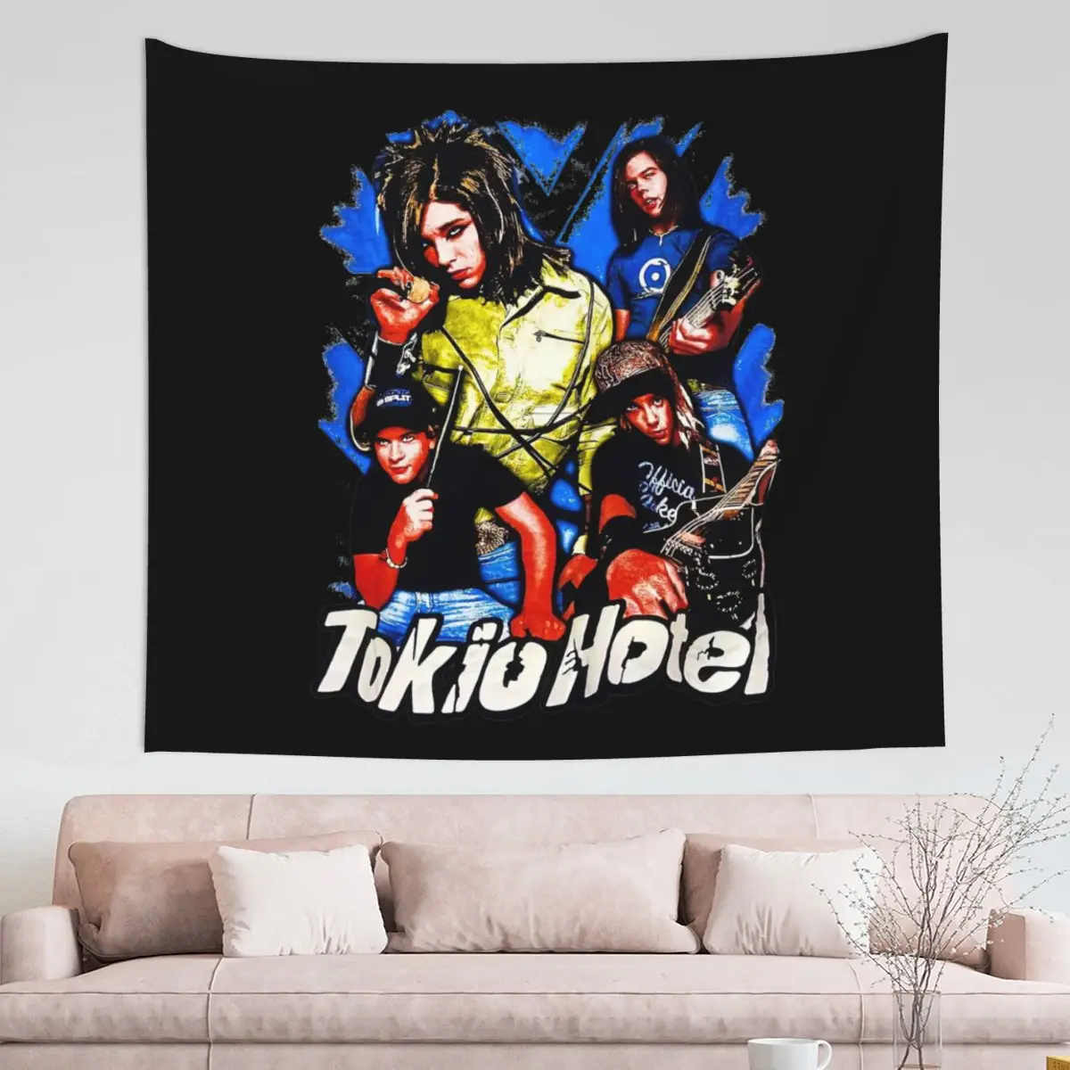 

Tokio Hotel Tapestry Wall Hanging Print Polyester Tapestry Band Music INS Decoration Room Decor 95x73cm