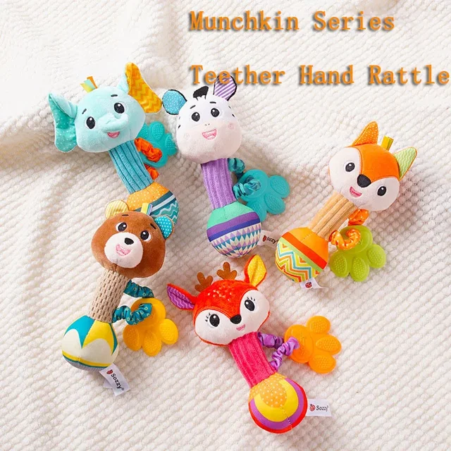 Hochets pour bébé, Animal en peluche doux, poignée à main, jouets pour bébé, Shaker froissé, grinçant, jouets apaisants sensoriels, cadeaux pour tout-petits 4