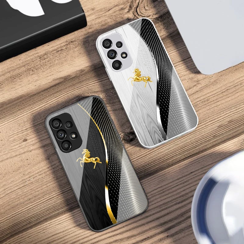 Wood Grain Golden Horse Glass Phone Case