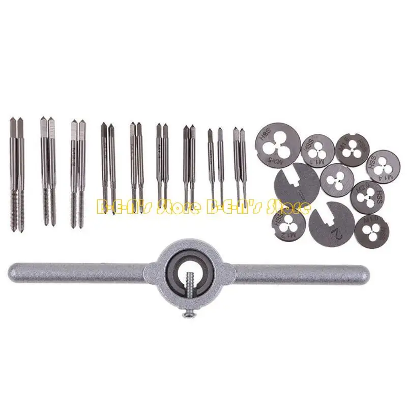 Y1AD 31Pcs 미니 HSS 미터 나사 플러그 탭 다이 렌치 핸들 세트 M1-M2.5 나사 신규