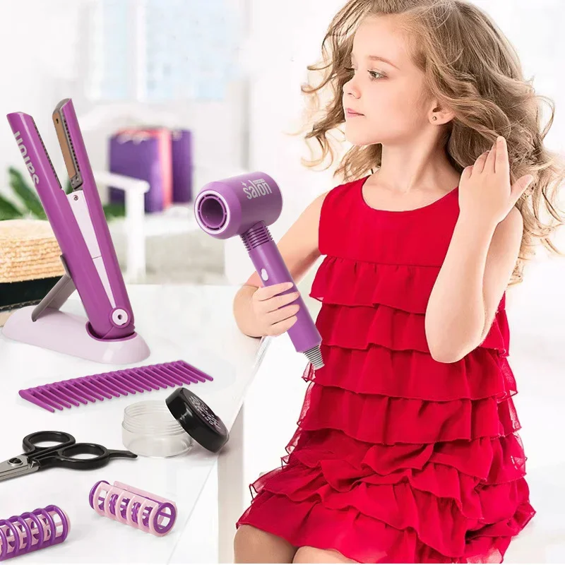 Play House Toys Girls Play Home Simulation Hair Dryer Hair Cut Beauty Hairdressing Set Dressing Fun Christmas Gift makeup toy,princess pretend toys,hair dye comb toys