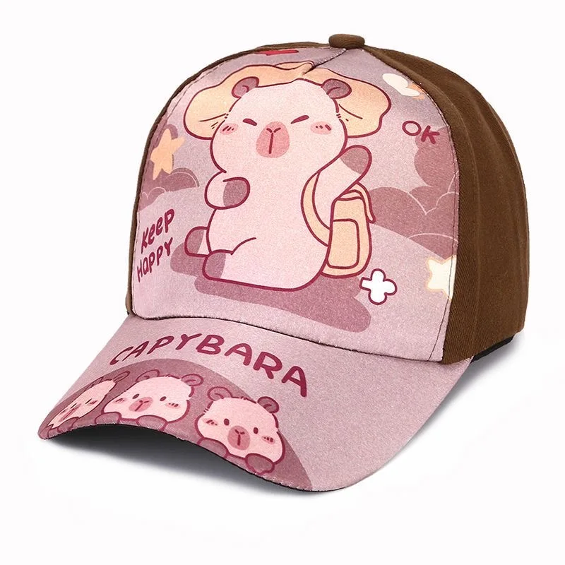 Heißer Verkauf kinder Cartoon Capybara Gedruckt Kappe Jungen Mädchen Im Freien Sonnenschirm Nette Capybara Hut Schöne Kinder Baseball Kappe – Detail 13