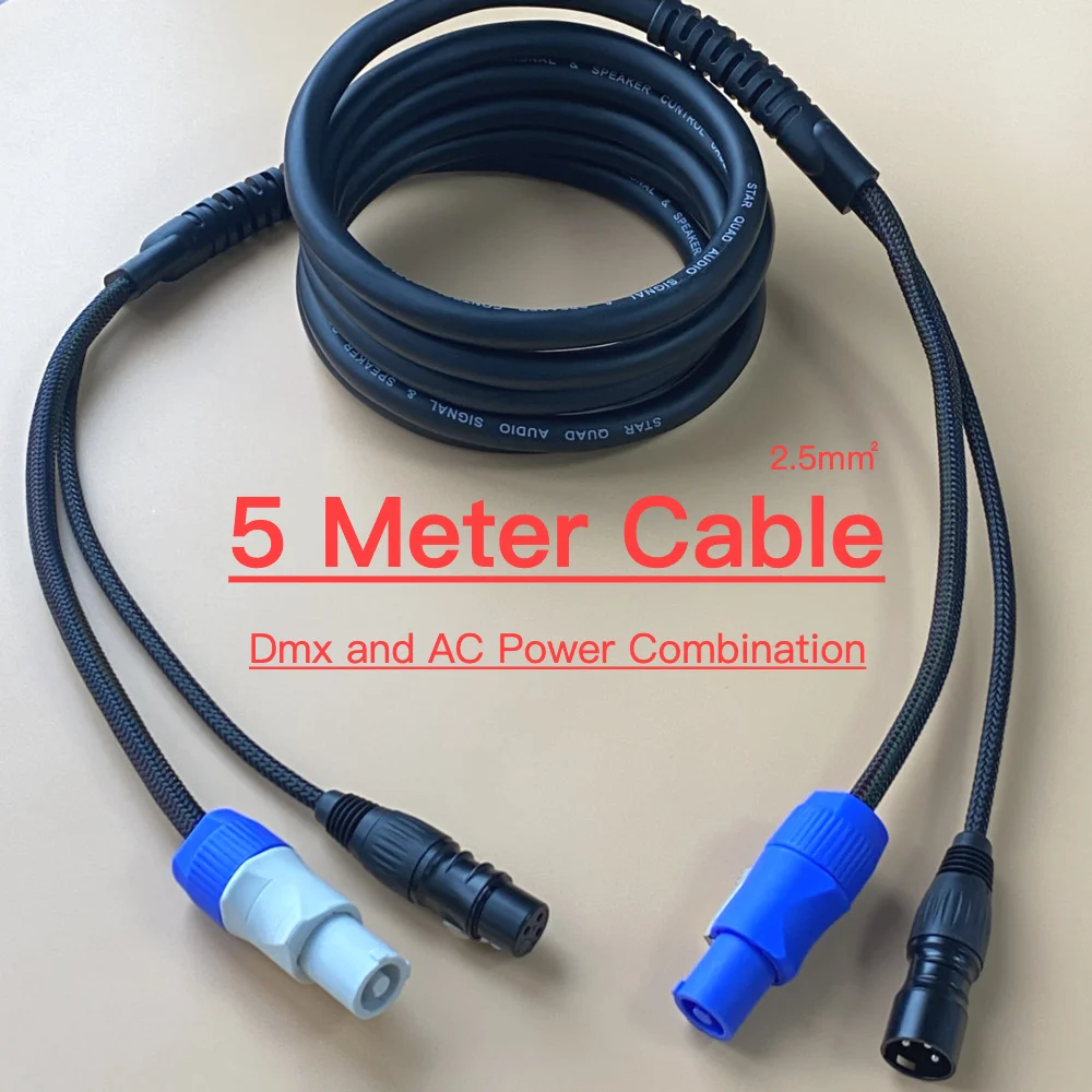 5Meter Dmx Cable AC Power Cable 3x2.5mm&sup2; Combination Wire Powercon Plug 3Pin XLR Connector Stage Light Split Cables For DJ Audio