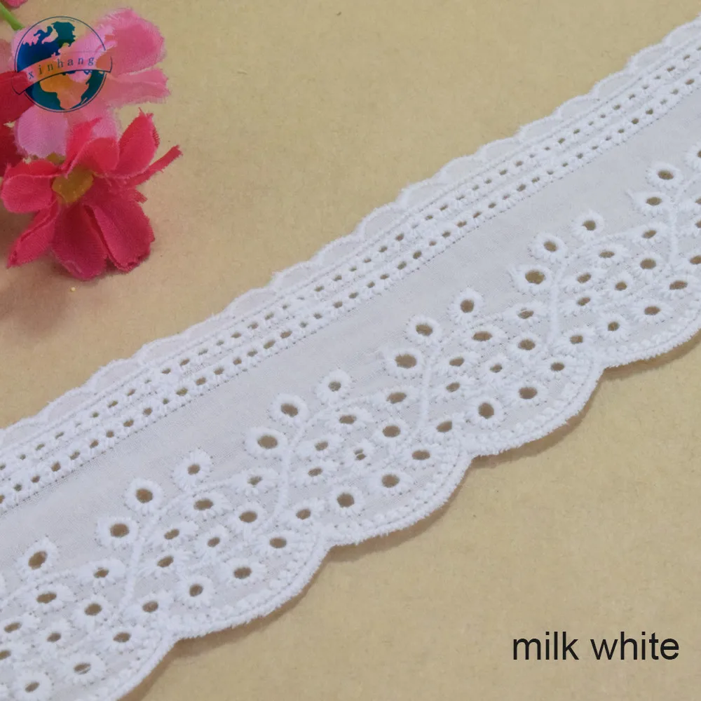 5cm Wide Lace White Cotton Fabric Lace Embroidery Sewing Ribbon Trim Wedding Evening Dress DIY Dolls Colthes Accessories #4294