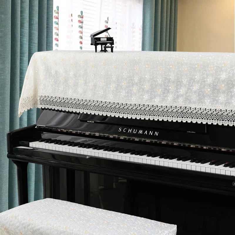 pastoral style lace organza piano cover cloth half cover decorative floral bench