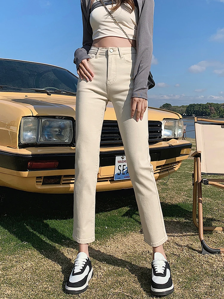 skinny jeans Yitimoky high waist loose wide leg button Low 2022 Summer Ankle length pants Denim pants Vaqueros Mujer Zipper Ladies trouser armani jeans Jeans