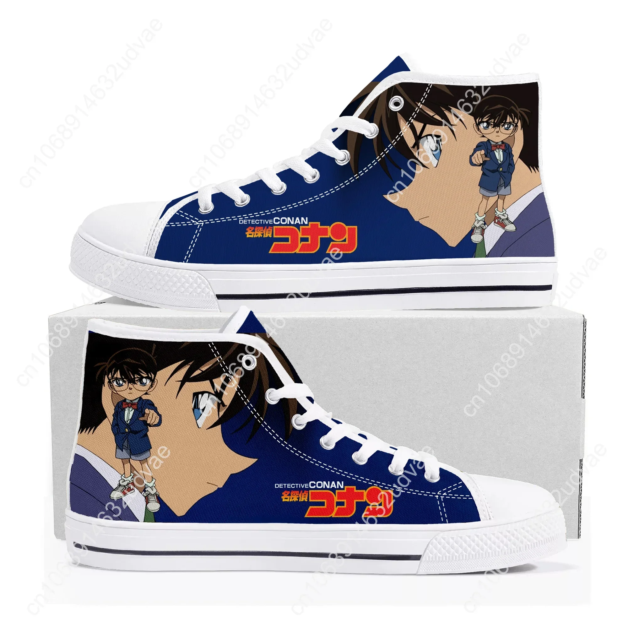 Anime Detective Conan High Top Sneakers High Quality Mens Womens Teenager Canvas Sneaker Casual Couple Shoes Custom White Shoe