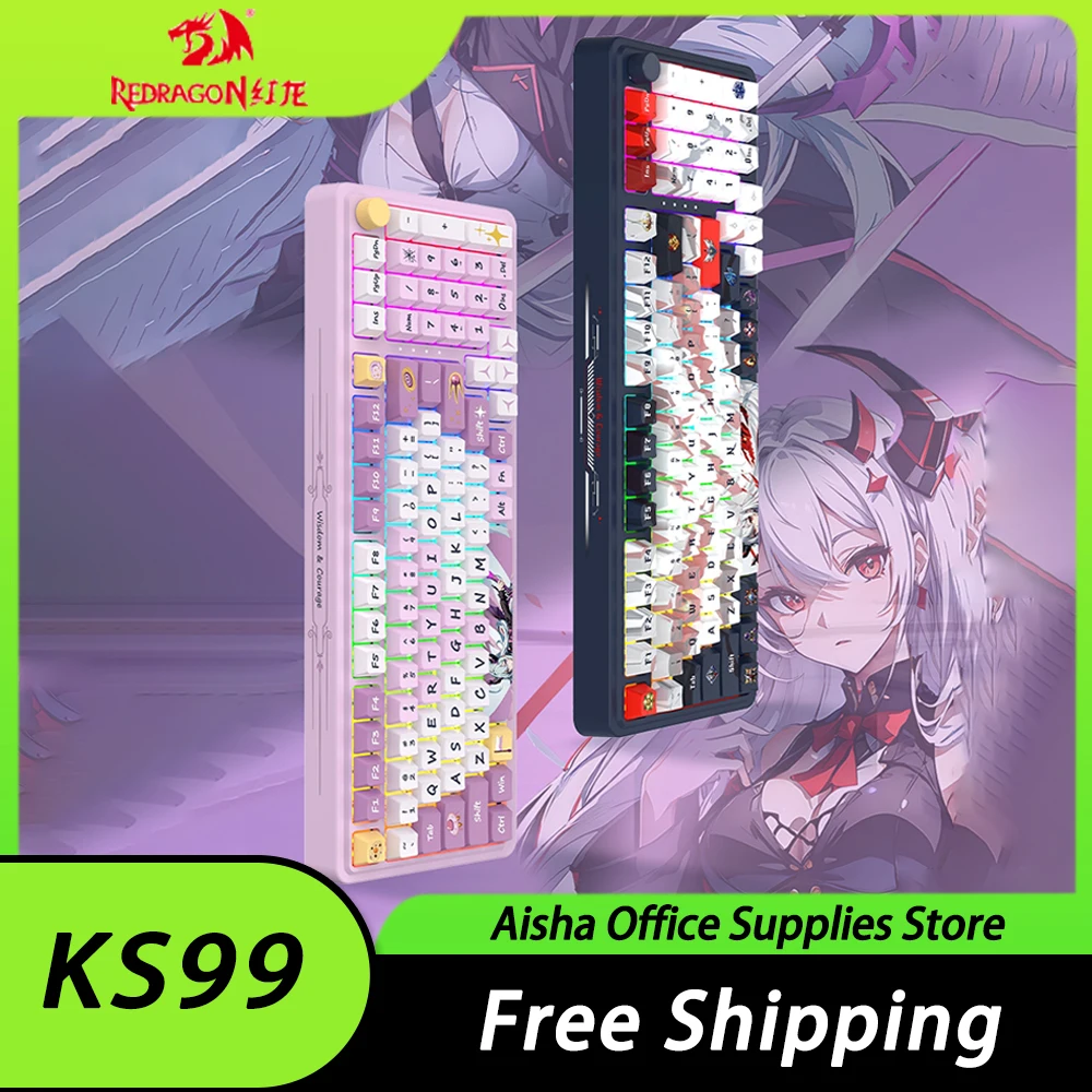 

REDDRAGON KS99 Mechanical Keyboard Three Mode Multifunctional Knob E-sports Gaming Keyboard Gasket Hot Swap PC Gamer Accessories