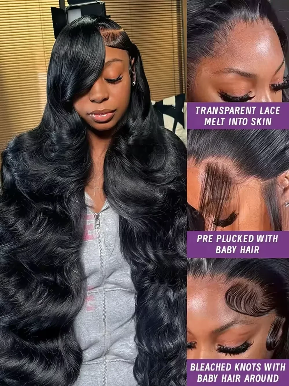 200% HD Transparent 13x4 13x6 Body Wave Lace Front Wig Pre Plucked 360 Lace Frontal Wig Human Hair Wigs For Women