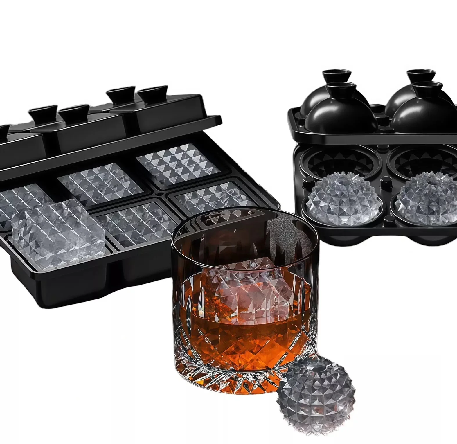 Silicone Ice Ball Mould Space-Saving Flexible 6-Ice Capacity Whisky Accessory Non-Stick Ice Ball Maker For Whisky Lover