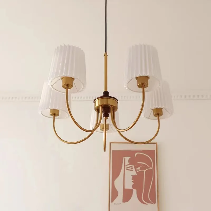 

French vintage Nordic minimalist American pleated master bedroom Chinese bedroom living room chandelier