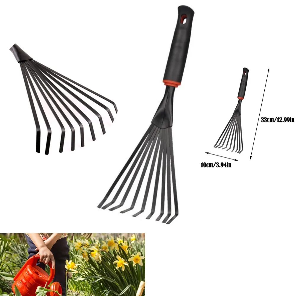 Portable Leaf Rake Plastic Rake Gardening Tool Small Garden with Handle Lawn leveling Gardening Planting Tool