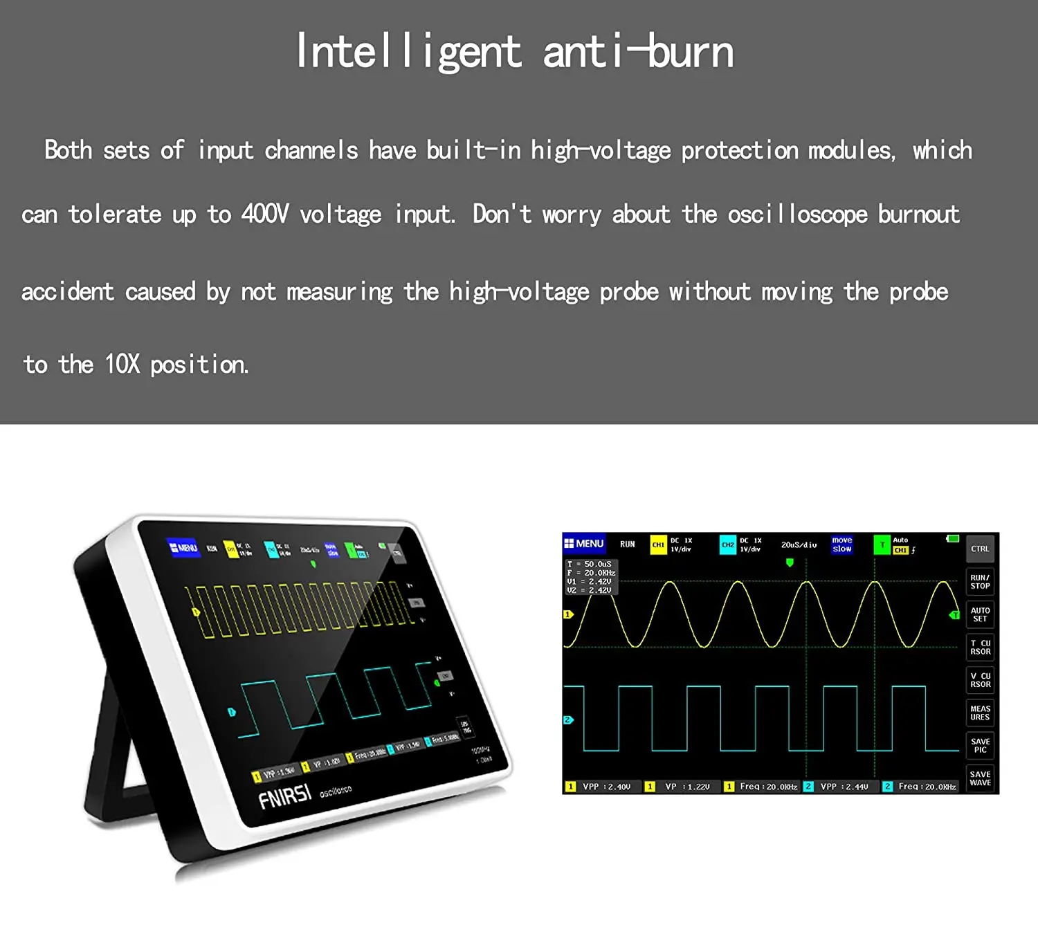 FNIRSI-1013D Digital Oscilloscope Dual Channel 100M Bandwidth 1GS Sampling Rate Mini Tablet Digital Oscilloscope