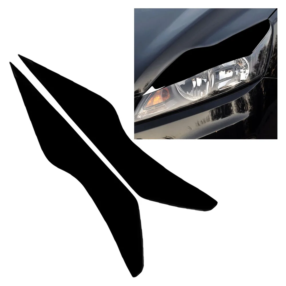 

2pcs Car Headlight Eyebrow Eyelid Cover Trim ABS Gloss Black Decoration Stickers For Ford Focus 2009 2010 2011 Car Accessories