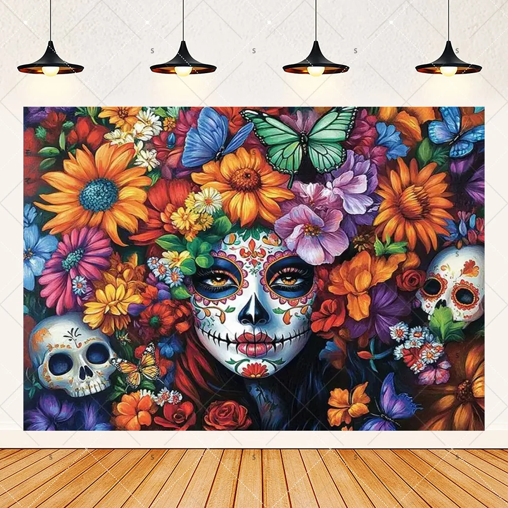 Fondo de fiesta del Día de los muertos mexicano, caléndula, colorido,  calavera de azúcar, Altar, fotografía, suministros de fondo, accesorios para  sesión de fotos - AliExpress, image size:1000x1000