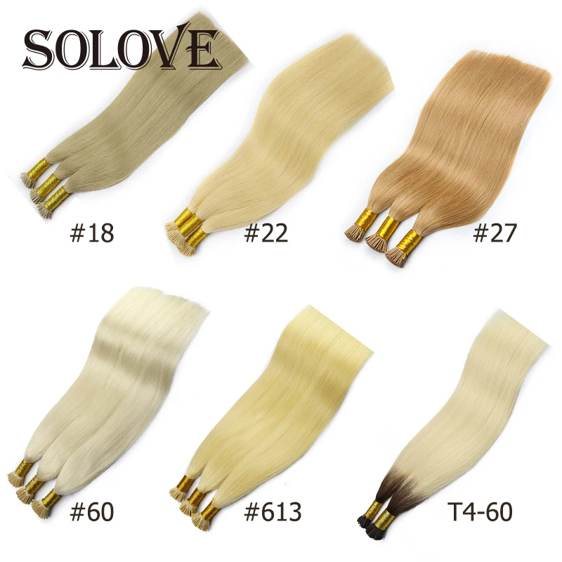 Straight I Tip Human Hair Extensions Original human hair Pre Bonded Keratin Capsules Smoothing Natural Fusion Human Hair 50g/set