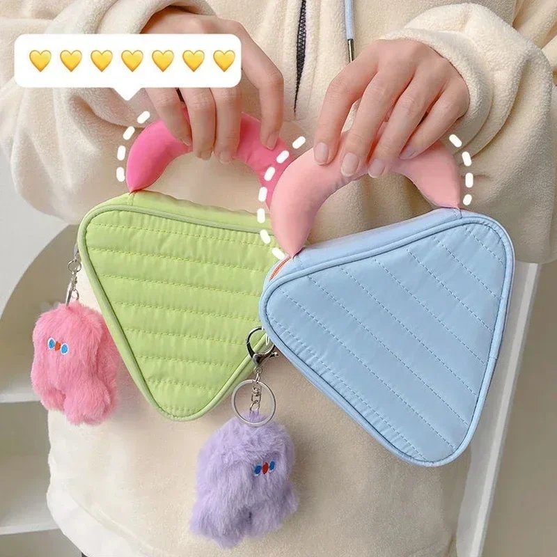 Custodie per la conservazione della bellezza portatili semplice contrasto colore quadrato triangolo custodia per il trucco borsa da viaggio borsa da toilette borsa per cosmetici - immagine 2