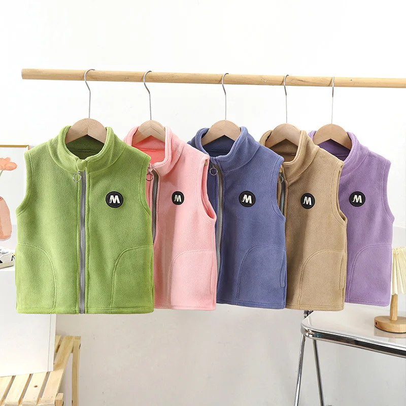 

Children Fleece Vest Jackets Boys Girls Sleeveless Waistcoat Toddler Baby Winter Clothes Spring Kids Outerwear Thermal Cardigan