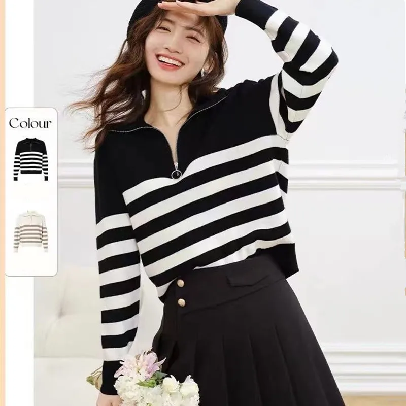Pullover Striped Women Sweater Winter Sweater Korean Sweter Sweaters 2023 Long Sleeve Tops Knit Sweaters Vintage Pullover Women