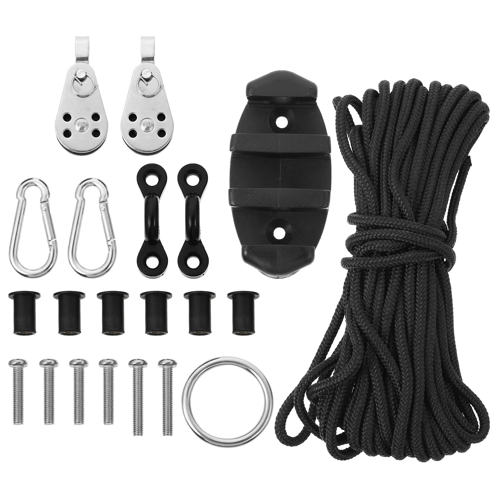 

1 Set Kayak Anchor Trolley Kit Nylon Rope Pad Eye Anchor Cleat Pulley Ring