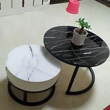 

Nordic 2pcs NEW Living Room White Coffee Tables Marble Texture Combination Furniture Round Durable Table Basse desk muebles