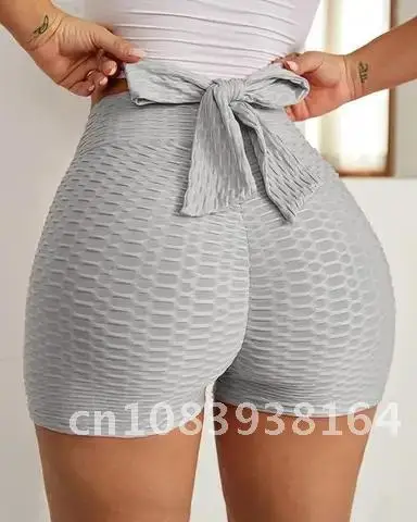 

Textured Bow Tie Waist Trainer Butt Lifting Sports Shorts Butt lifter Slimming Underwear Body Shapewear Dropship