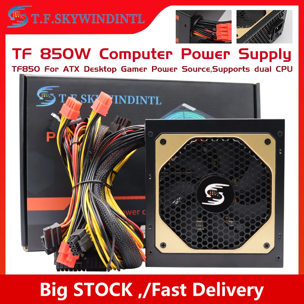 T.F.SKYWINDINTL 850W PC Power Supply For Gaming 850 Watt ATX Gamer PC Power Source 220V