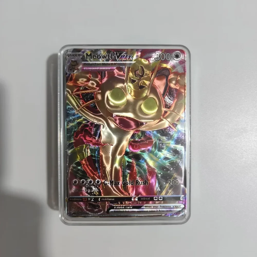 

55PCS Unrepeatable Pokemon Pikachu Colorful Gold Foil Plastic Transparent Box English Pokémon Cat Eye Elf Card Children's Gift