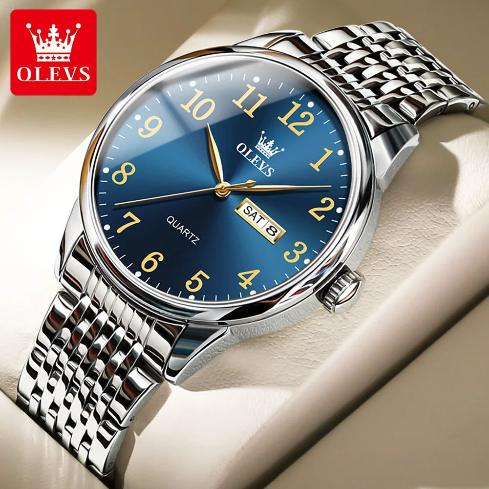 

OLEVS Business Watch For Men Top Brand Luxury Quartz Wristwatch Simple Digital Design Stainless Steel Men's Watches Montre Homme