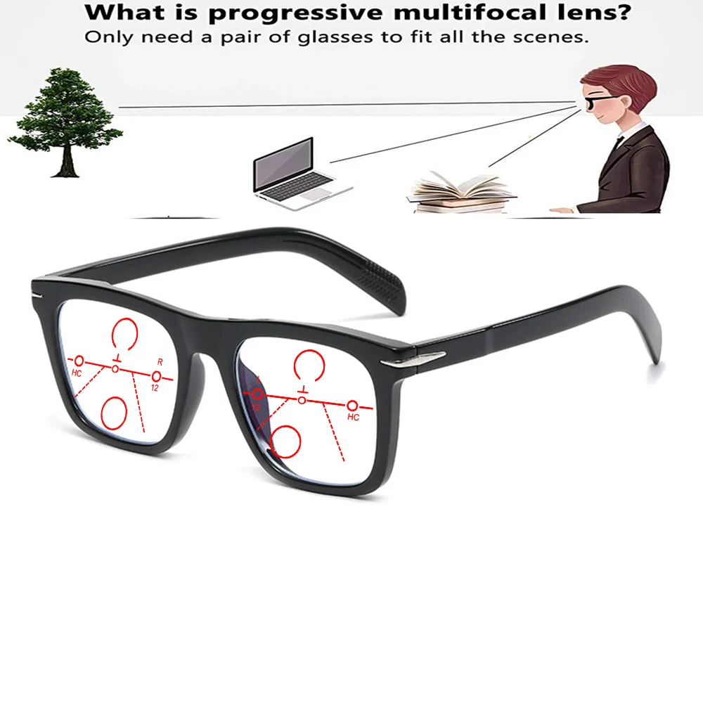 

Oversized Rectangular Outdoor Handcrafted Frame Progressive Multifocal Reading Glasses +0.75 To +4