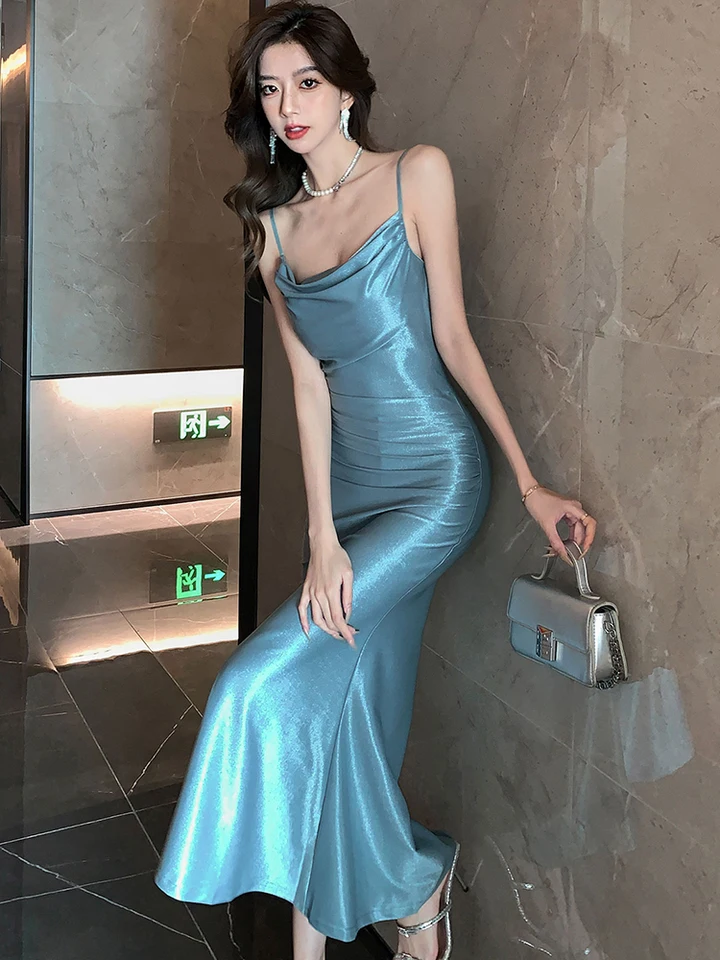 Party Dresses For Women BOLENSYE Halter Neck Satin Mermaid Prom Dress 2025 - Long Formal Evening Gown Satin Ruffle Prom Dress Party Dresses For Women BOLENSYE Halter Neck Satin Mermaid Prom Dress 2025 - Long Formal Evening Gown Satin Ruffle Prom Dress