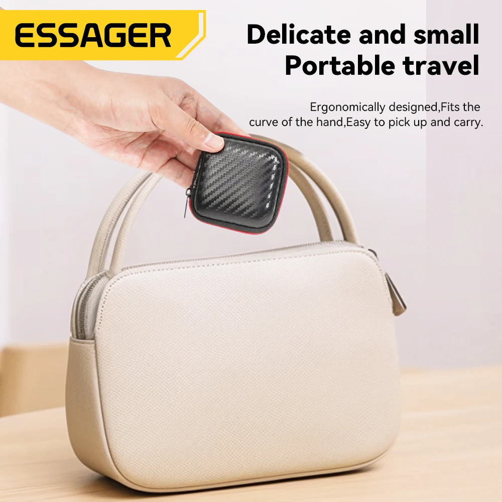 Essager Mini Earphone Bag Box Digital Charger Headphone Storage Bag USB Data Cable USB disk Memory card Organizer Carrying Pouch