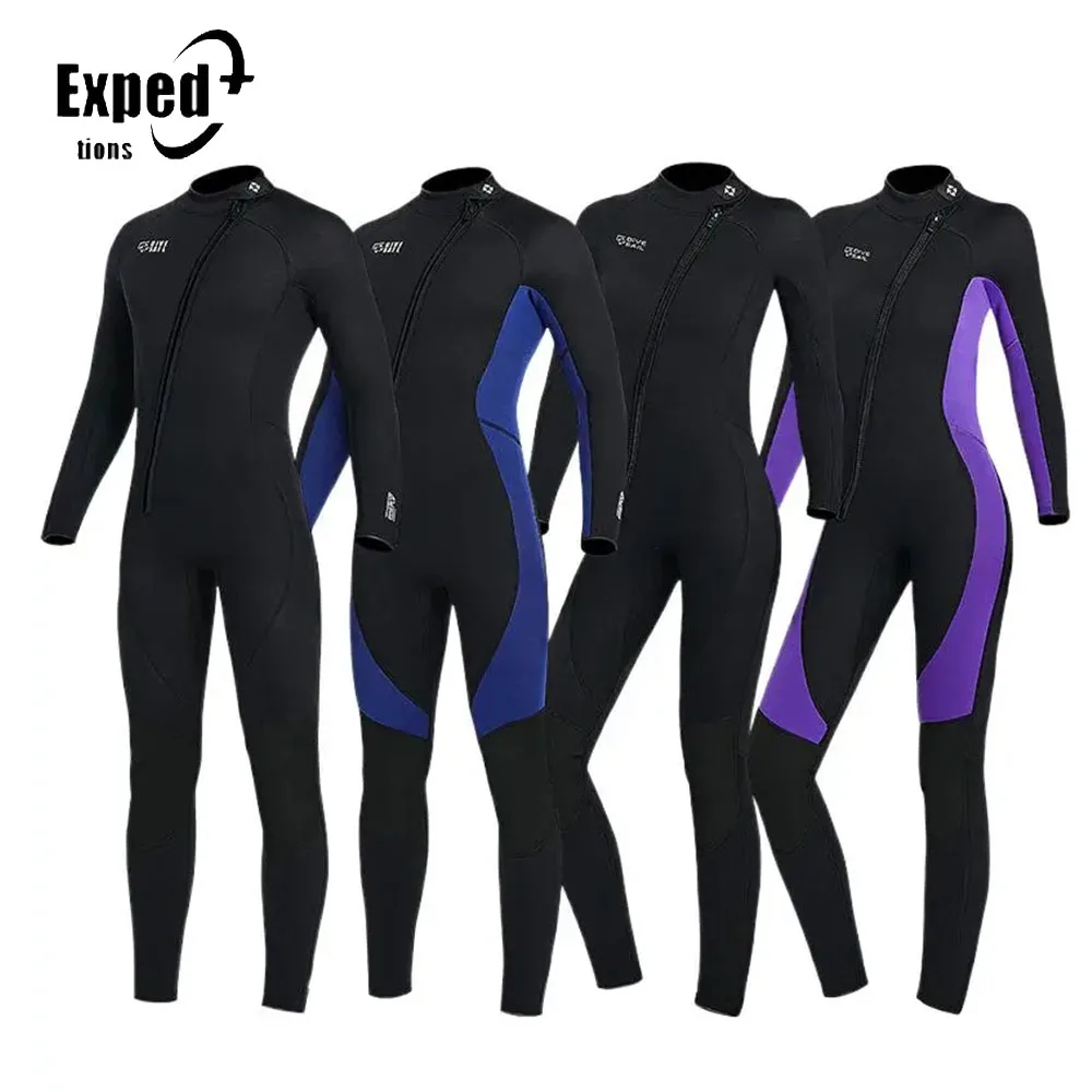 

Men One-Piece Warm Surfing Diving Suit Women New 3mmDiving Suit Long-Sleeved Cold-Proof Snorkeling Winter Swimming Suit