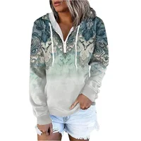 Vintage Botanical Flower Print Hooded Sweatshirt Women's Kangaroo Pocket Long Sleeve Warm Hoodie Female Autumn Casual Loose Tops 1