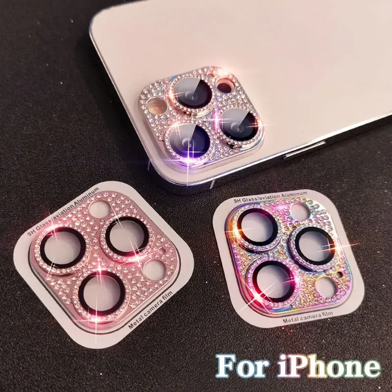 Glitter Rhinestone Camera Lens Protector with Glass Finish