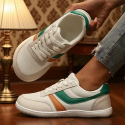 Women's Breathable Mesh Wide Toe Canvas Sneakers - Black - 38 (White Green)