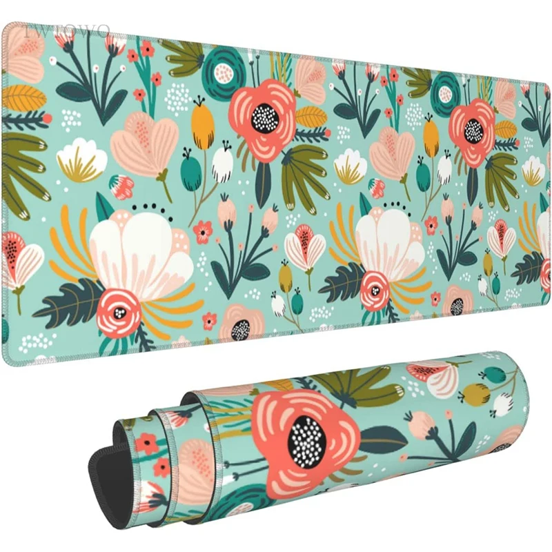 Mouse Pad Gamer Verde Floral xl Casa hd Computador Grande Mousepad Xxl Tapetes de Mesa Macio Não-deslizamento Tapete…