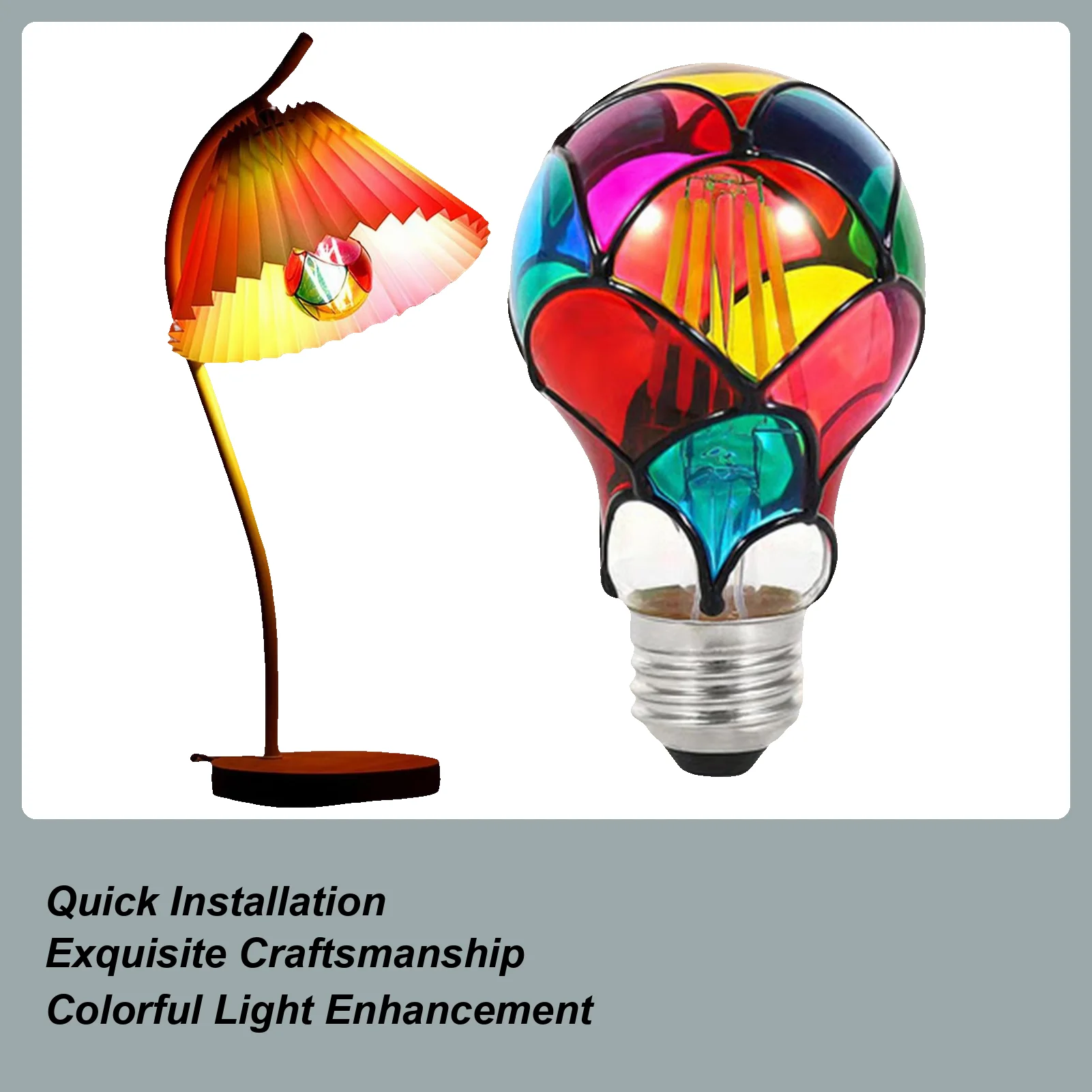 6W Stained Glass Light Bulbs E26 Base Bulb Lamp for Indoor Room Garden Balcony Restaurant Shop Bar Carnival Christmas Party