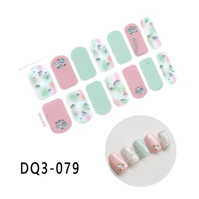 Korean Fashion Colorful 3D Glitter Sequins Nail Art Stickers Manicure DIY Nail Strips Wraps Solid Color DQ3-079
