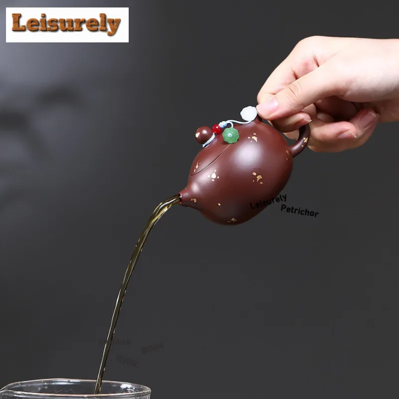Classic Yixing Purple Clay Teapots Famous Master Handmade Sprinkle Gold Pot Raw Ore Purple Zhu Mud Kettle Zisha Teaset Drinkware