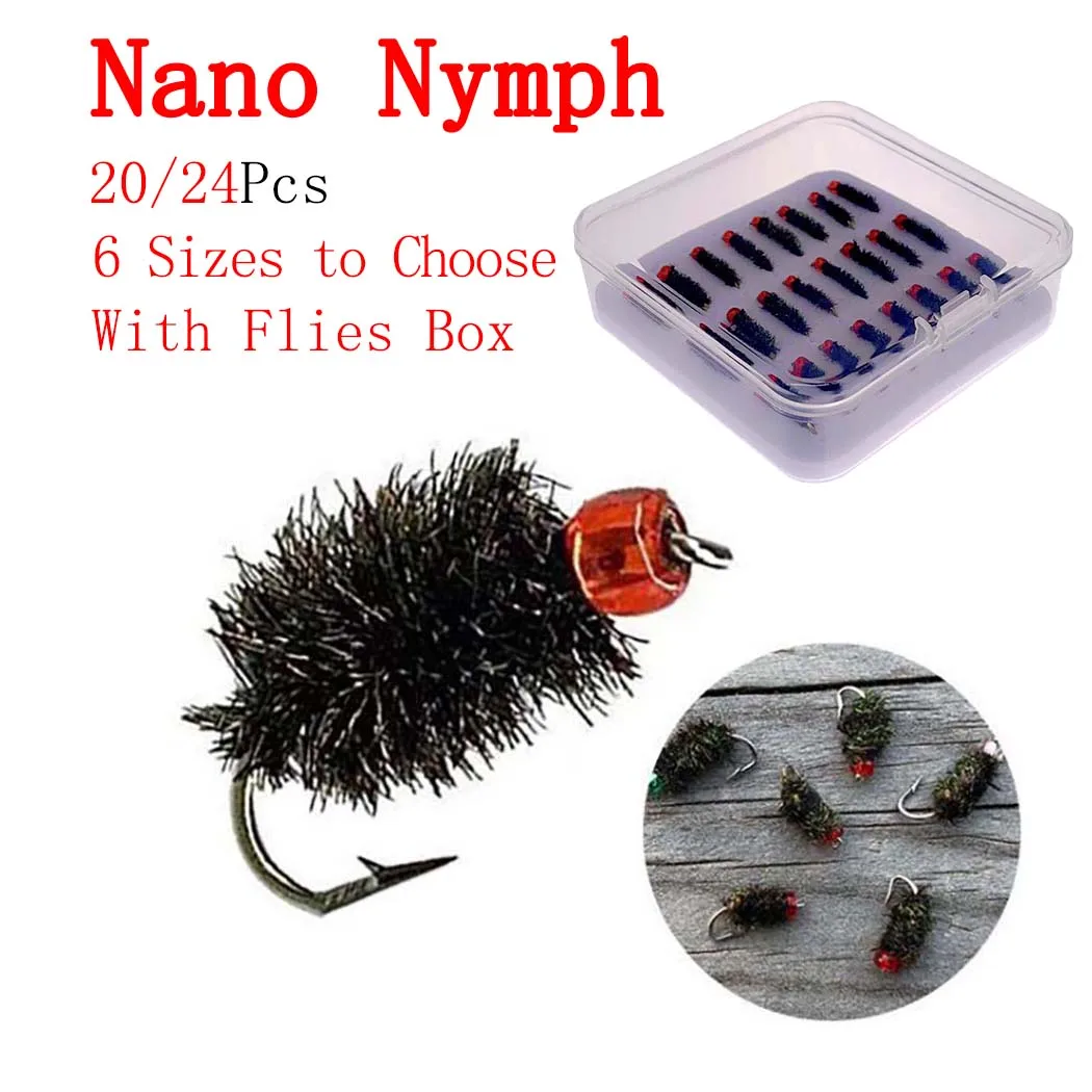 

20/24Pcs Slowly sinking High Quality Peacock Nymph Trout Fishing Flies Artificial Insect Bait Lure Fishing