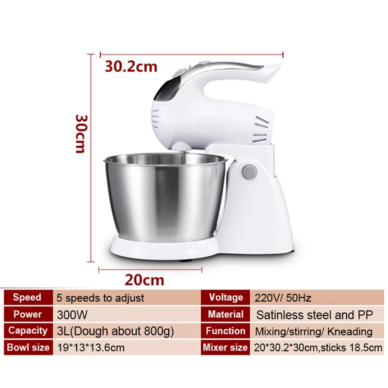 Electric Food Stand Mixer Whisk Cream Whipper Egg Beater Milkshake Cake Blender Bread Kneading Chef Cooking Machine Dough Maker