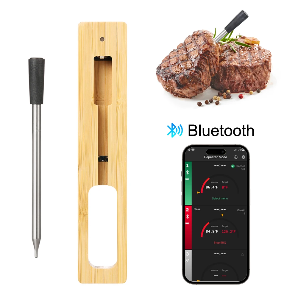 

Беспроводной термометр для мяса 0-100 ℃ Bluetooth цифровой термометр для мяса для гриля и приготовления пищи Термометр для барбекю и духовки